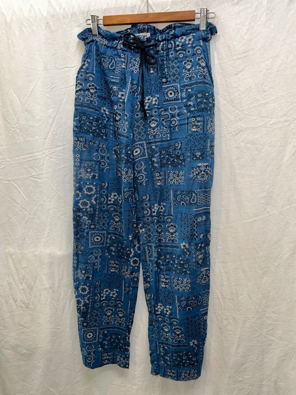 Overlover blue bandana patchwork super light cotton drawstring lounge pants S